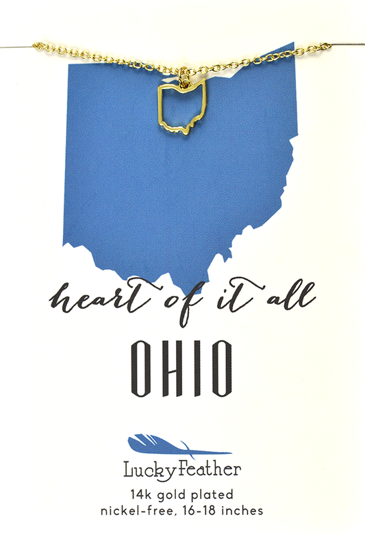State Necklace - Gold - OHIO