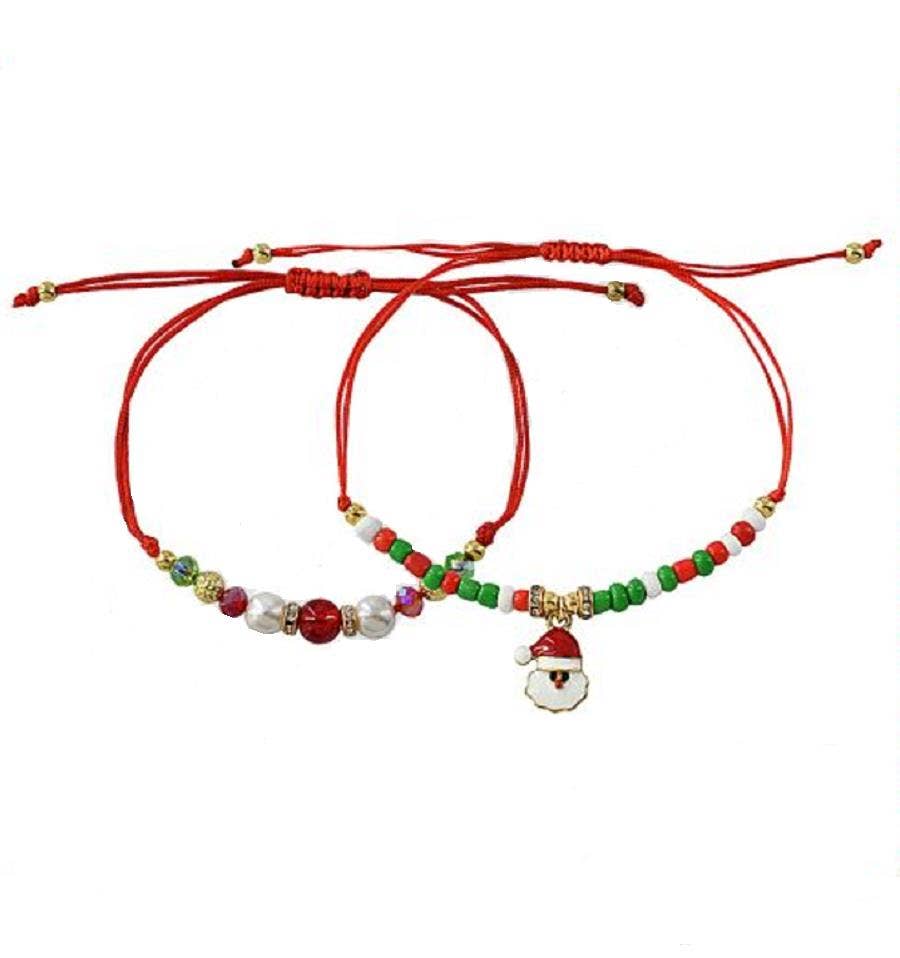 2-Pcs Christmas Theme Crystal Rhinestone Bracelet Set