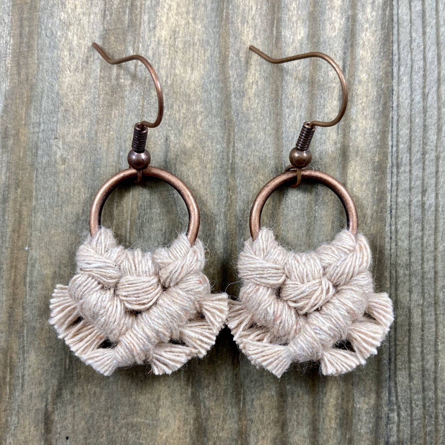 Micro Fringe Round Earrings - Nude & Copper