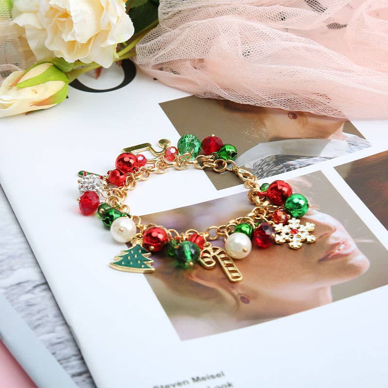 Christmas jewelry pearl alloy gift bracelet
