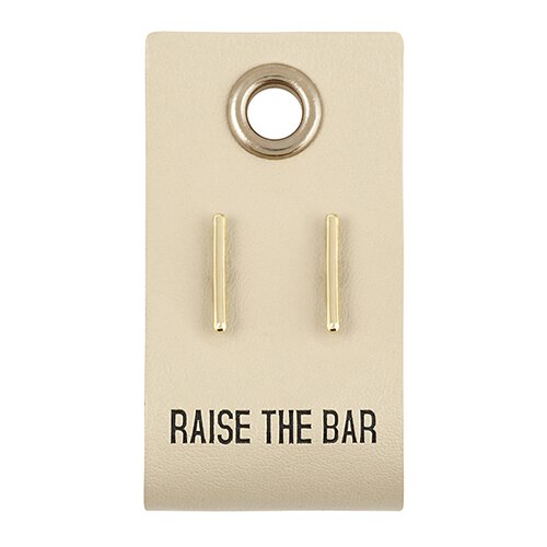 Leather Tag W/ Earrings - Bar