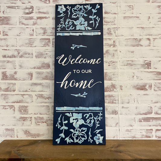 Periwinkle Florals Home Sweet Home Porch Sign