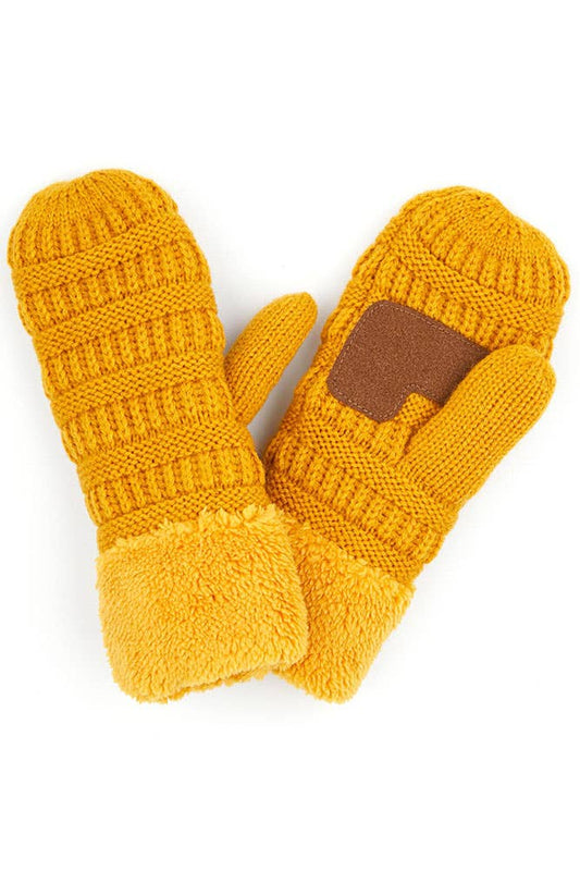 C.C Solid Color Knitted Mitten Gloves