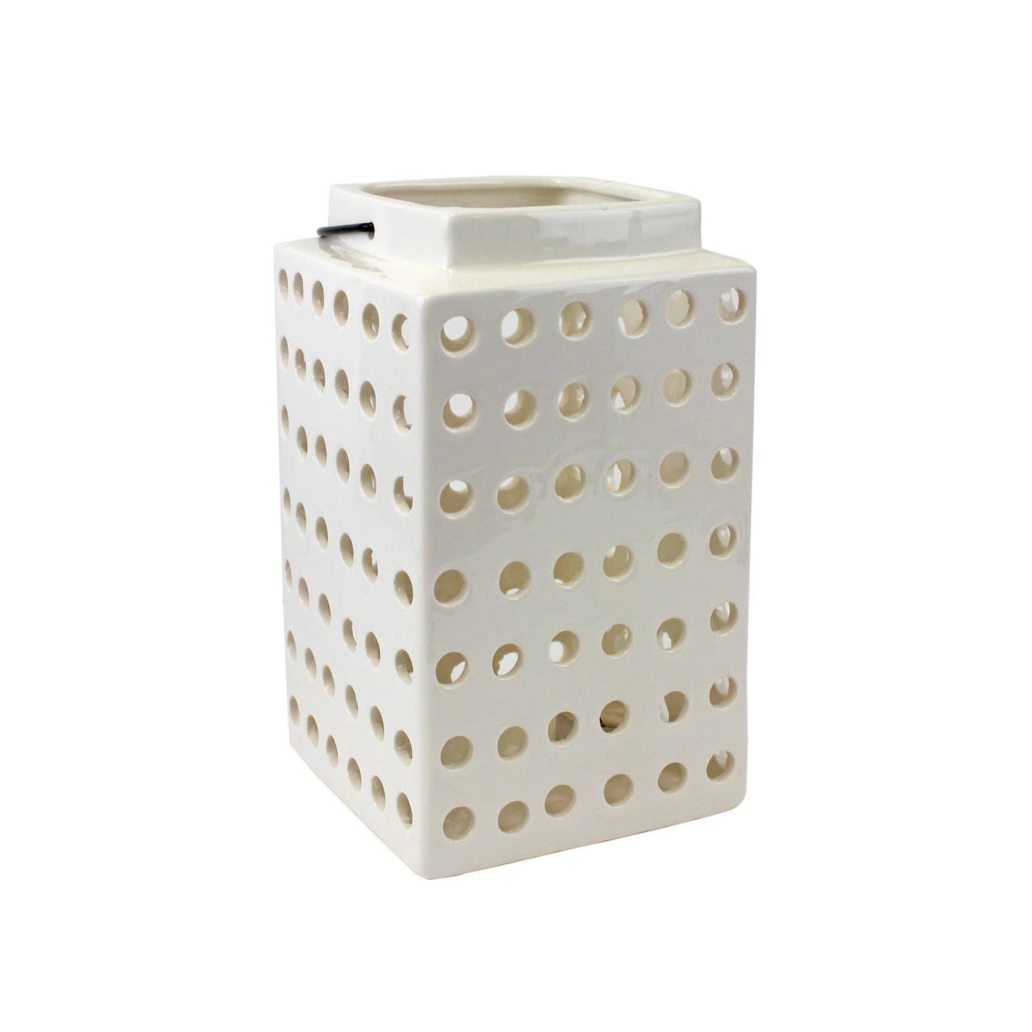 SALE 8.65" Ceramic Ivory Lantern W/Handle